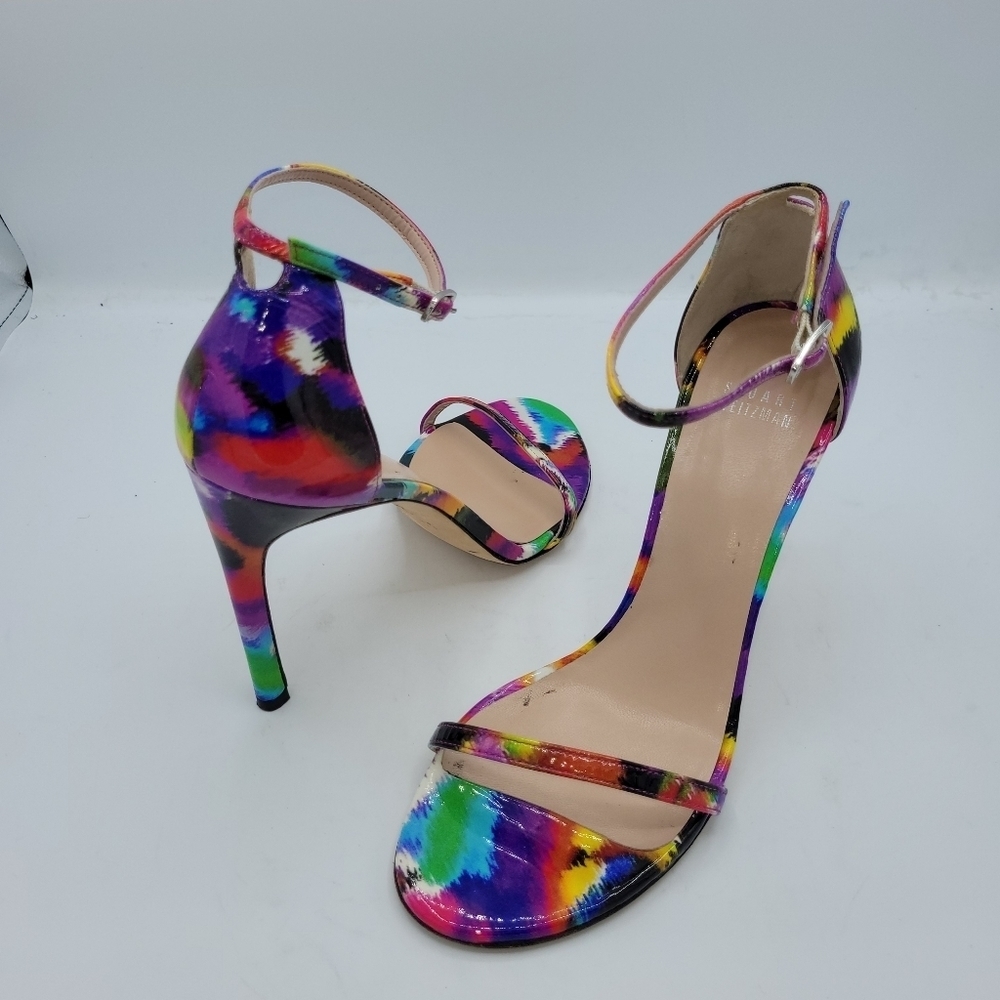 Stuart Weitzman Strappy Multi Color High Heels Size 8.5 M
